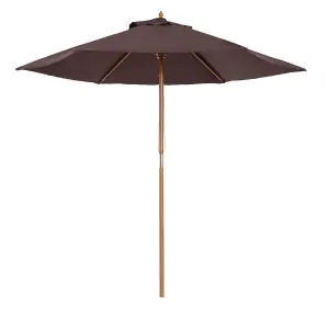 Outsunny 2.5m Wood Garden Parasol Sun Shade Patio Outdoor Wooden Umbrella Canopy