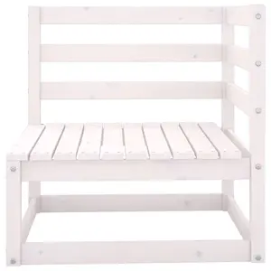 4 Piece Garden Lounge Set White Solid Wood Pine