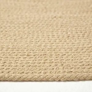 Homescapes Linen Handmade Woven Braided Round Rug, 150 cm