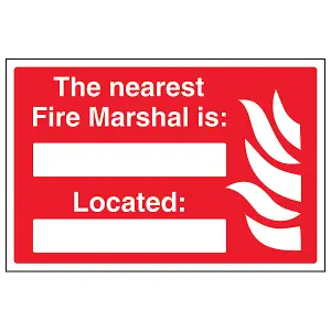 Nearest Fire Marshals Is Located Sign - Rigid Plastic - 300x200mm (x3)