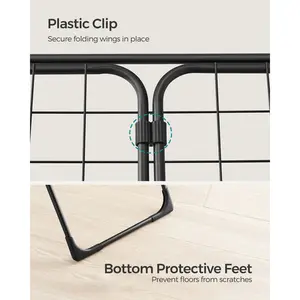 Clothes Airer, Foldable Clothes Drying Rack, Clothes Horse With Gullwings, Free-Standing Laundry Rack, Indoor Outdoor Use, Bed Linen Clothing, Black Black