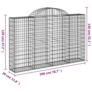 Berkfield Arched Gabion Baskets 7 pcs 200x30x120/140 cm Galvanised Iron