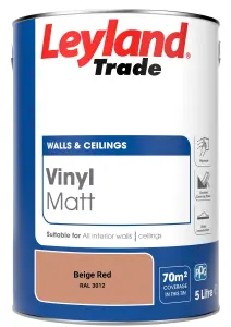 Leyland Trade Vinyl Matt Walls & Ceilings Emulsion Paint Beige Red (RAL 3012) 5L