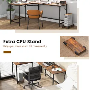 Costway L-Shaped Home Office Desk Computer Corner Desk Gaming Table with CPU Stand