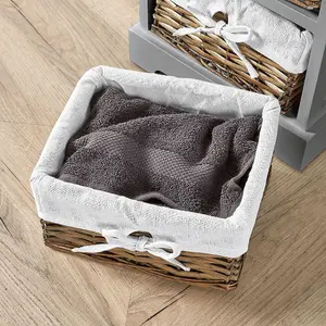 Home Source Lichfield 4 Wicker Basket Drawer Chest Storage Unit Grey