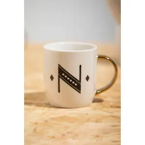 Maison by Premier Mimo Diamond Deco N Letter Monogram Mug