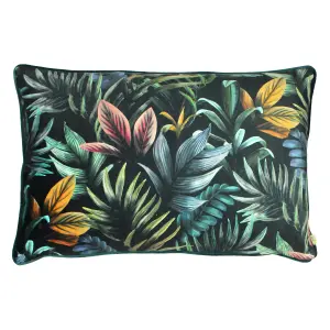 Evans Lichfield Zinara Leaves Rectangular Velvet Polyester Filled Cushion