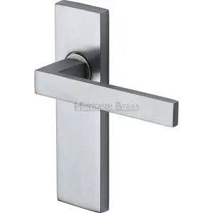 Heritage Door Handle Lever Latch Delta Design (Set of 2) Satin Chrome