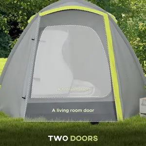 Outsunny 2 Man Camping Tent with Living Area, 2000mm Waterproof, Yellow