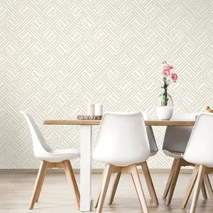 Galerie Geometrix Cream Pearl Silver Geo Rectangular Smooth Wallpaper