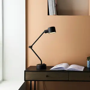 Textured Black Industrial Task Lamp - Adjustable Table Desk Light Rotating Head