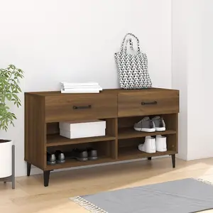 Berkfield Shoe Cabinet Brown Oak 102x35x55 cm Engineered Wood