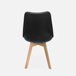 sweeek. Pair of  Scandi-style dining chairs with wooden legs Nils Black 47x55x81 cm