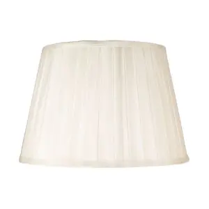 Traditional Classic Cream Faux Silk Pleated Inner Lined Lamp Shade - 12