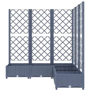 Berkfield Garden Planter with Trellis Dark Grey 120x120x121.5 cm PP