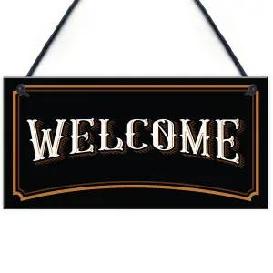 Vintage Style WELCOME Sign Home Decor Bar Home Bar Shop Sign Front Door Plaque