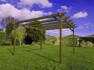 Champion Wooden Garden Pergola Kit, 4.2m x 4.8m (Rustic brown finish)