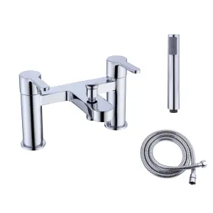 VURTU Datchworth Bath Shower Mixer, 1/4 Turn, Dual Lever Ceramic Disc, High/ Low Water Pressure, 240(H) x 220(W), Chrome, 628544