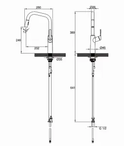 Clearwater Santor Pull Out With Twin Spray Kitchen Brushed Brass- SAN20BB