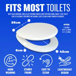 18" White Wooden Universal Bathroom Wc Toilet Seat Inch Easy Fit With Fittings Standard Oval Toilet Seat