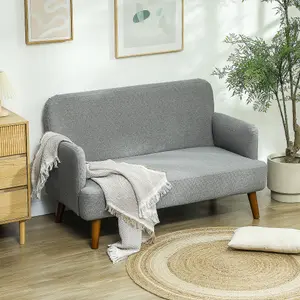 HOMCOM 2 Seater Sofa with 21cm Thick Padding and Wood Legs, Grey