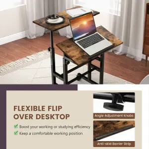 Costway 2-Tier Adjustable Standing Desk Mobile Sit Stand computer Desk on Wheels