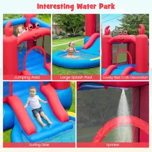 Costway Inflatable Bounce House Red Crab-themed Water Slide Park Bouncy Castle