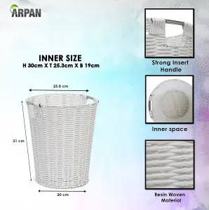 Arpan White Resin Plastic Strong Round Waste Paper Bin/Basket/Storage -Ideal For Home, Office, Hotels