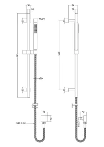 Ripple Square Bar Valve & Slide Rail Shower Kit - Chrome - Balterley