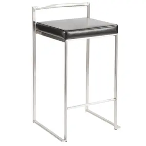 Daggett 68.5cm Bar Stool (Set of 2) Stainless Steel / Black / Counter Stool (27" Seat Height)