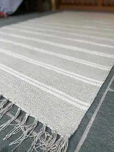 VARCA Rug Striped Designand Yarn - Cotton - L90 x W150 - Grey