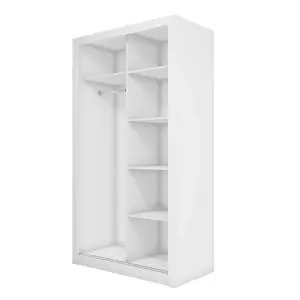 Chic Mirrored Sliding Wardrobe with Shelves in White - Organiser Dream (H2150mm x W1200mm x D600mm)