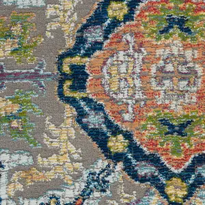 Grey/Multicolour Luxurious Floral Persian Traditional Rug for Living Room Bedroom and Dining Room-61cm X 122cm