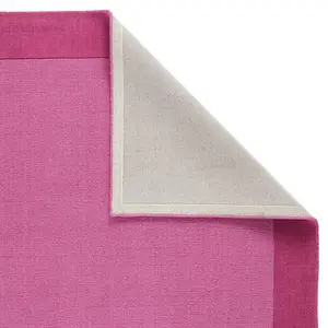 Handmade Luxurious Easy to Clean Modern Wool Bordered Pink Plain Wool Living Room & Bedroom Rug-120cm X 170cm