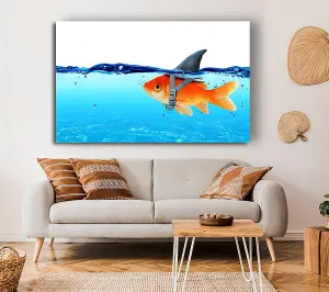 Goldfish Shark Canvas Print Wall Art - Medium 20 x 32 Inches