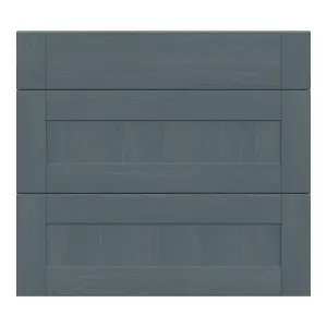 Alpinia Matt dusk blue wood effect Drawer front, Pack of 3 (H)715mm (W)797mm (T)18mm