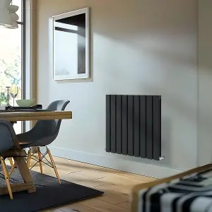 Porter Black Double Horizontal Flat Panel Radiator - 600x680mm