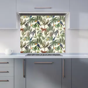 Exotic Trees And Animals Premium Glass Kitchen Splashback W700mm x H650mm