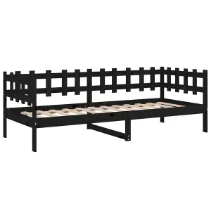 Berkfield Day Bed Black 90x190 cm Solid Wood Pine