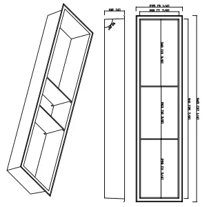 Thermopanel 304 Stainless Steel Recess Shower Niche Shelved - Noir Black (204x915x103mm)