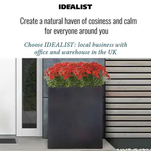 Set of 2 IDEALIST 72cm Tall Trough Garden Planters, Dark Grey Reinforced Stone Outdoor Large Plant Pots H72 L60 W22 cm, 98L