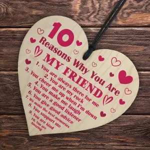 Red Ocean BEST FRIEND GIFT For Birthday Christmas Wood Heart Novelty Friendship Gift Thank You Gift For Him Her Keepsake