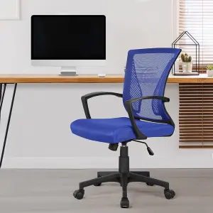 Yaheetech Ergonomic Mesh Office Chair with Mid-Back 360 Degree Rolling Casters Height Adjustable - Blue