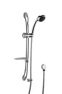 Round Luxury Slide Rail Shower Kit with Single Function Head & Outlet Elbow - Chrome