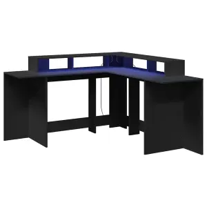 Berkfield Desk with LED Lights Black 152x152x91 cm Engineered Wood