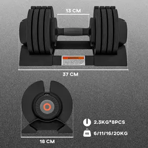 SPORTNOW 4-in-1 Adjustable Dumbbells, Weights Set, 6kg, 11kg, 16kg, 20kg