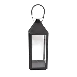 Black Metal Lantern, (W) 14cm x (D) 14cm