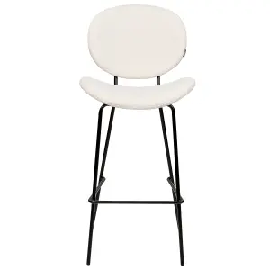 Set of 2 Bar Chairs LUANA Boucle White