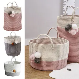 Pink Folding Cotton Laundry Basket Laundry Hamper Storage Bag