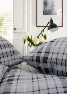 TLC Buchanan Check Printed Brushed 100% Cotton Bedlinen Duvet set